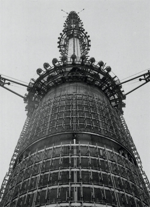 s48coffeece:Ostankino television tower  ( The Concrete Lily ) Moscowin 1969 upon completion, the Ost