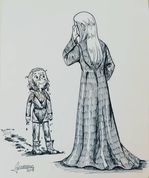 Inktober 16, Muddy. It could be a follow up of day 9 LOL (Thranduil is begging the Valar for patienc