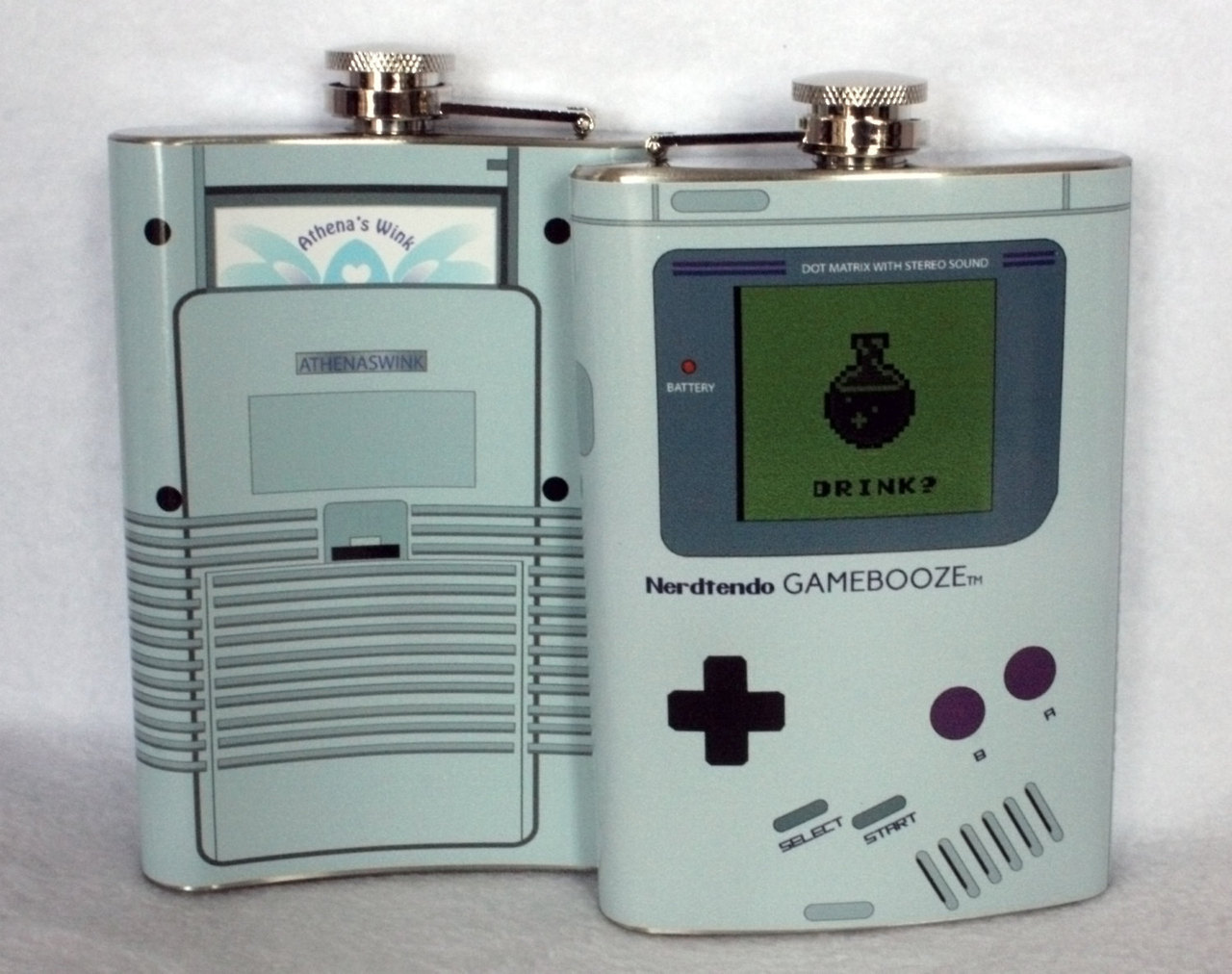 gamefreaksnz:  Nerdtendo Gamebooze: Nintendo Game Boy inspired flask (8oz) 