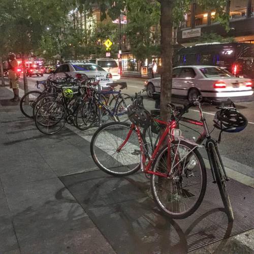 Cincinnati is getting there. Every bike rack tree and post around Fountain Square looks like this to