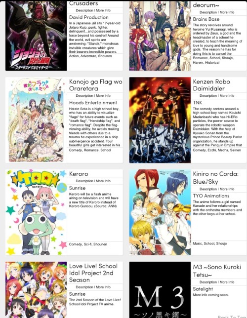 shingekinoseriously:  anime4ourlife:  Anime Chart- SPRING 2014  THIS SPRING WILL FUCK ME UP 