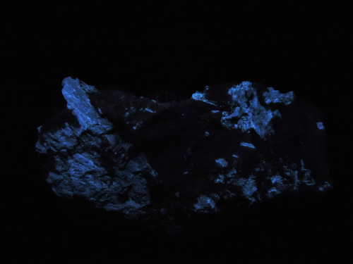 Dumortierite in Quartz displaying fluorescenceLocality: Dehesa (Lehesa) Dumortierite deposit, Alpine