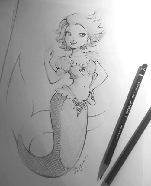Doodle commission from my Just-Because Etsy Sale - can you guess who just transformed into a mermaid