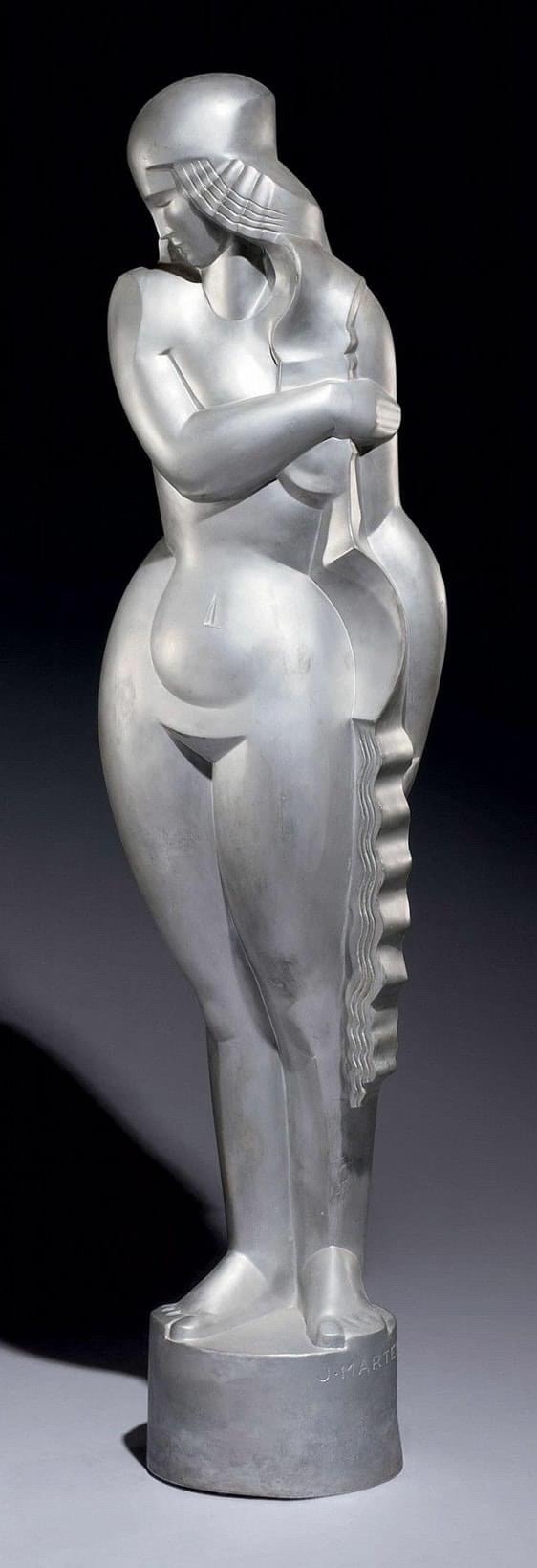 trb752:Nude by Joël and Jan Martel (French Artists-Twins, 1896-1966), c1930, silver