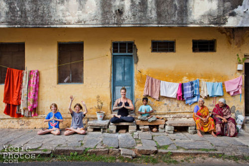 Kate, Ethan & Bodhi….family extrodonaire! In Mysore, India. Christine Hewitt © yogicphoto