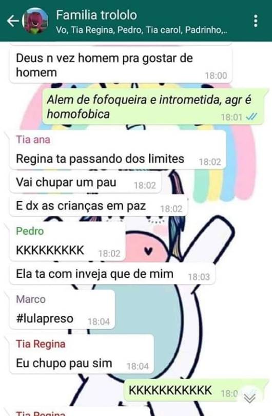 unicornio-descolorido: brutamente-meiga:   brutamente-meiga:   Enquanto isso no grupo da família…. Nos grupos eu sou o Pedro e o Lucas   Mais um round dessa família maravilhosa   Eu não sei quem é essa garota, mas quero ela como amiga, pra sempre!!!