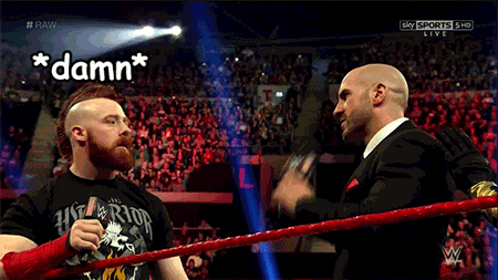 iteamhelena:  Sheamus got geniunely surprised when he slapped Cesaro XD And they worked that moment perfectly!