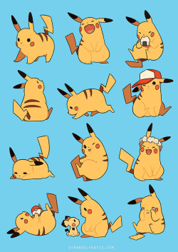 poke-cuties:  strangelykatie:  A tribute to chubby RBY-era Pikachu! This will be a print at SMASH!  gotta catch ‘em all 