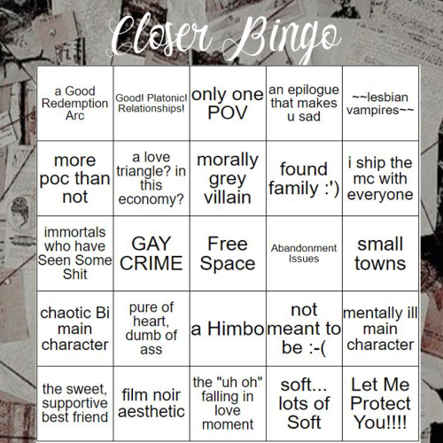 taketimewithwords:i did it. i made a bingo card. everyone please join me as i jump on the bandwagonn