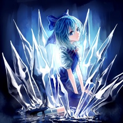 megashin1blog:  blue eyes bow cirno hair