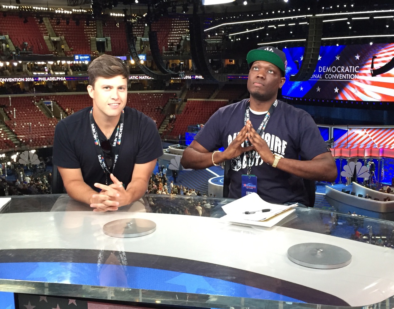 Don’t miss a special DNC edition of SNL’s “Weekend Update” tonight!Colin Jost and Michael Che are rehearsing for the show, which will be broadcast on MSNBC at 12am ET.
Watch clips from last week’s RNC edition here: http://on.msnbc.com/2awFkP7