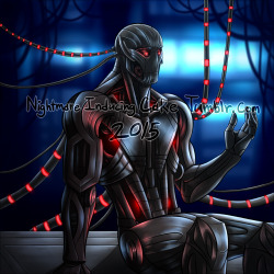 nightmare-inducing-cake:  After half a month of work my Ultron art is finally complete. I’m so happy it came out almost exactly the way I wanted it too. Anyway this picture is suppose to be taking place right after Ultron get’s his first body of his