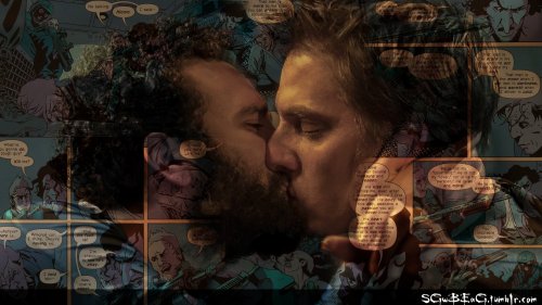 sgwbeag:I LOVE THEM[ID: still of yusuf/nicolo kissing in the film surrounded by partially transparen