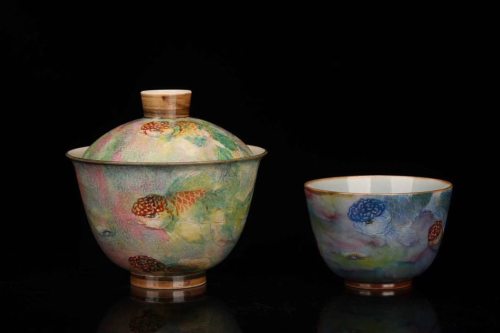 bestceramics: Beautiful wood fired and hand painting Goldenfish tea ware. Deng Yu Tang production. .