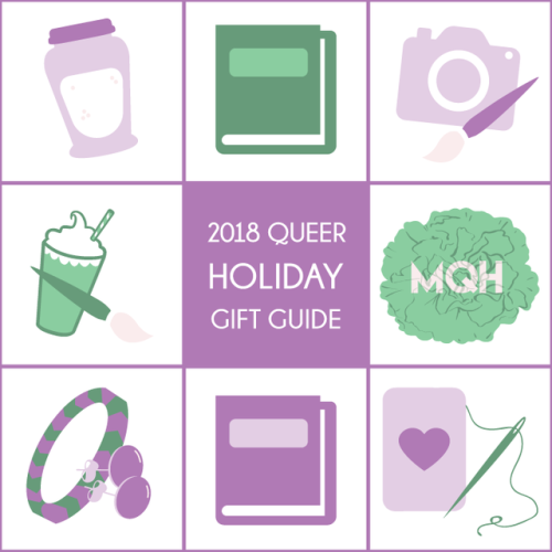 makingqueerhistory:[Image Description: 9 squares in shades of purple and green. The center reads,&nb