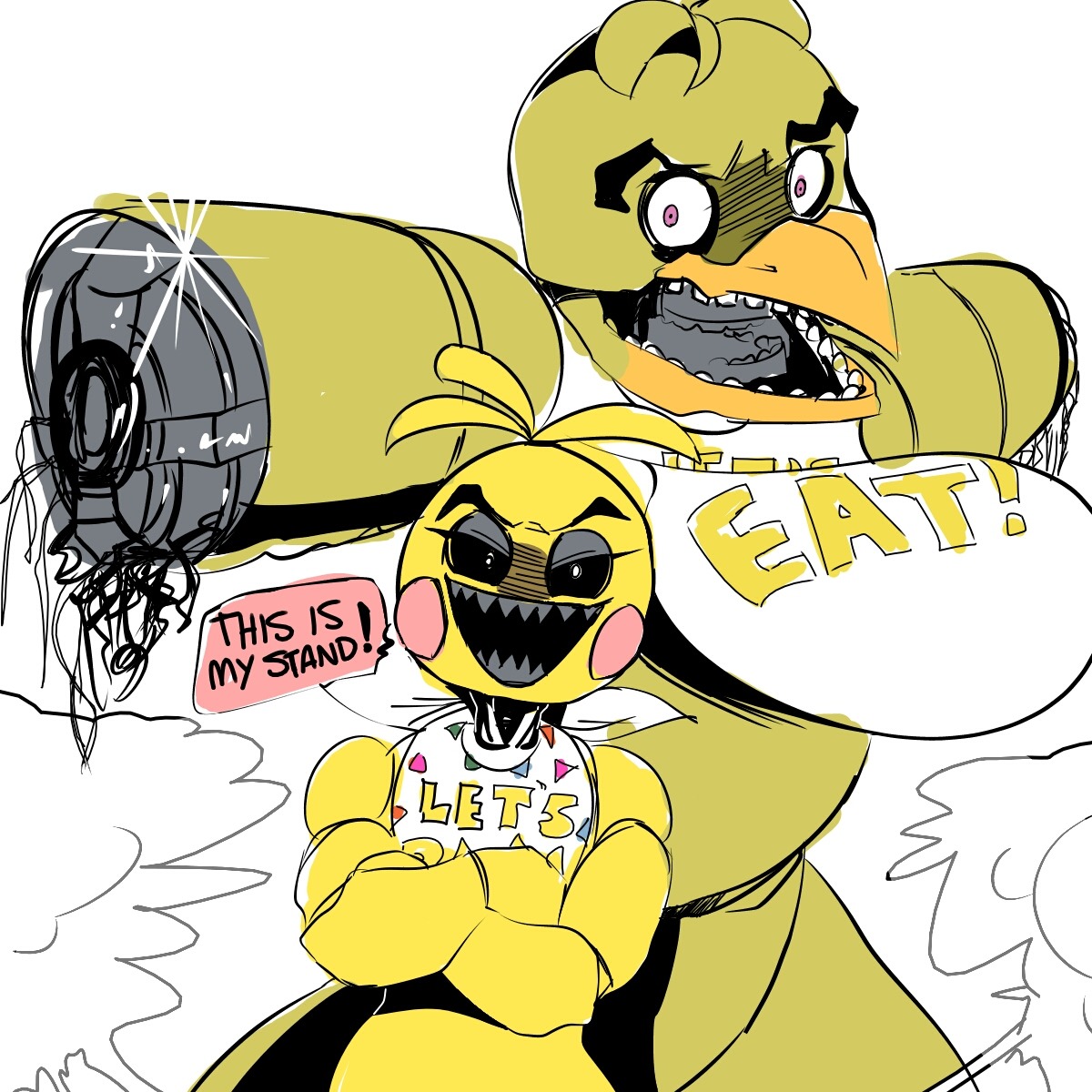 Requests are OPEN 🖤🎃🖤 — Withered Chica is Toy Chica's stand. IF FNAF2