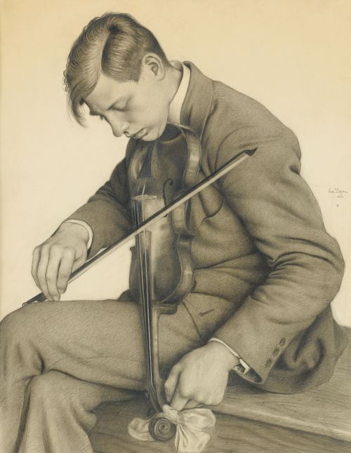 thunderstruck9:Owe Zerge (Swedish, 1894-1983), Violinisten, 1923. Pencil on paper, 58 x 45 cm.