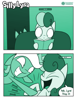 sillylyracomic:   Violent minty unicorn punches sweet and innocent pony to death! Get a Silly Lyra comic book! Support the silly:  Commissions | Patreon | Ko-fi 