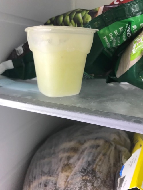 drinkcumloads:Essentials to always have at a hand. Bread, frozen herbs and vegetables, semen. About 