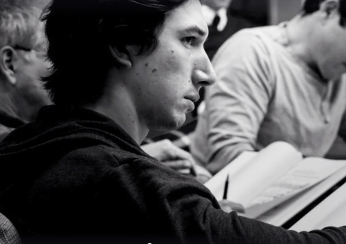 lokicanyouhearme:Adam Driver, black-and-white image of the first table read in London