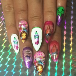 dominiquenghiem:  jesus gettin cyber turnt on dese codeine nails 💅 finally got to use my new purple n pink gel metallic colors ! ! (at dominiquenghiem.com) 