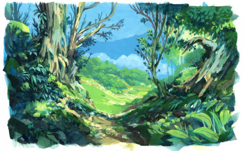 Hey, I’ve a joke : “Here are the two handmade paintings I sent to Ghibli for the background artist a