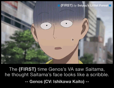 seiyuuslittleforest:  He’s not the only one XD! – One Punch Man Official Website / Special - Cast Comment (1) / Saitama (CV: Furukawa Makoto) ; Genos (CV: Ishikawa Kaito) – 