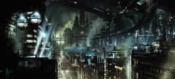 cyberclays:   Futuristic city Matte painting
