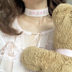 yuki-teddy: teddy bear choker available on