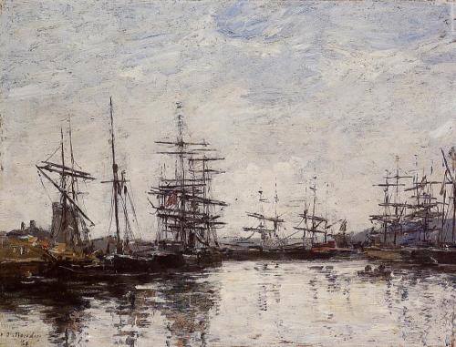 eugene-boudin: Deauville, the Harbor, 1880, Eugene BoudinMedium: oil