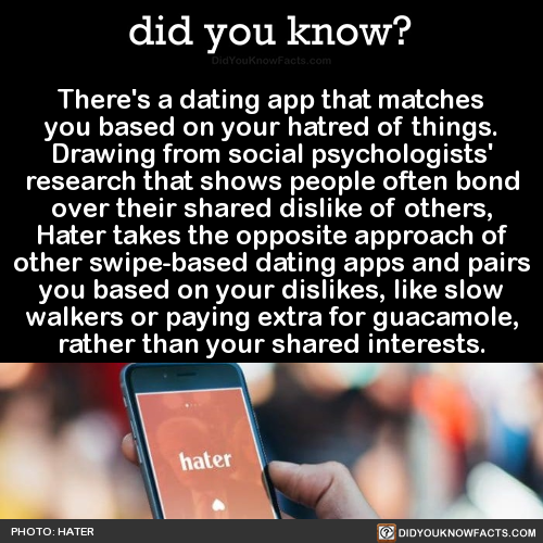 did-you-kno:  There’s a dating app that matches you based on your hatred of things.