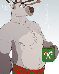 usbdongle:  i was feeling down so i drew a beefy reindeer to cheer myself up 
