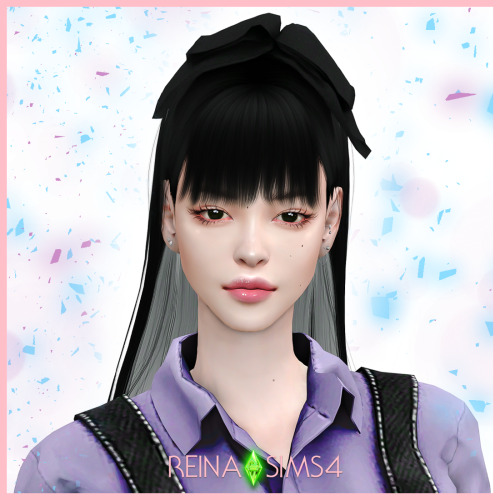 reinasimsstory:REINA_TS4_YENA HAIR &amp; RIBBON✔ TERMS OF USE !* New mesh / All LOD* No Re-