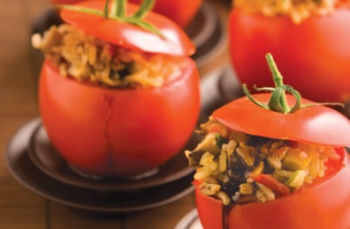 Mushroom rice tomato pots - The individual servings this meal offers makes this recipe very suitable