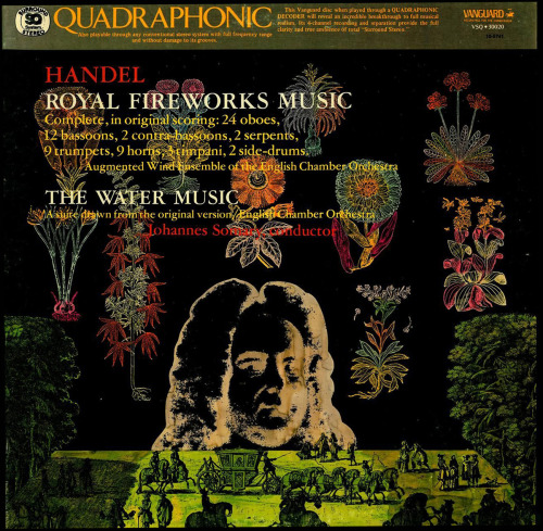 Fred Holtz, album cover design for Handel Royal Fireworks and Water Music, 1973. Quadrophonic Vangua