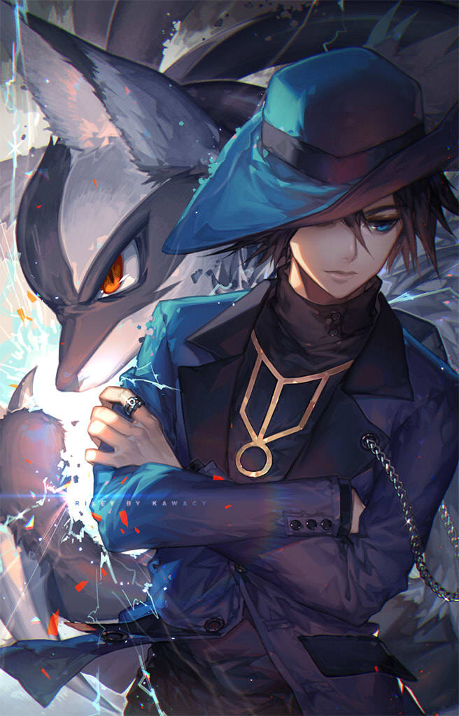 kawacy:  Lucario, I choose you. —Riley from Pokemon| fanart by me | kawacy