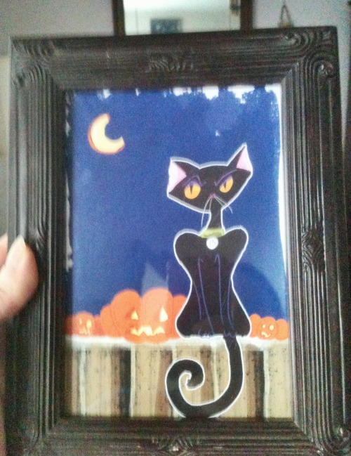 damenora:My Friday 13th Halloween Black Cat print from evilsupplyco, framed and ready to go on the w