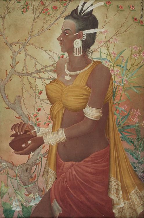 unmattata:Untitled (Santhal Woman), Radha Charan Bagchi. Watercolour and gouache on paper.(Via)