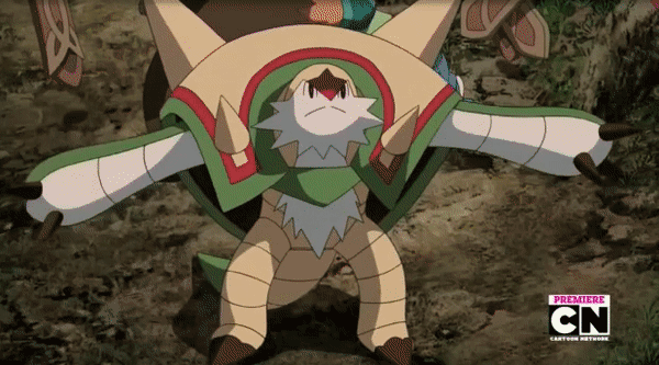 Pokemon In Action Digimon Chesnaught Used Spiky Shield Diancie And The