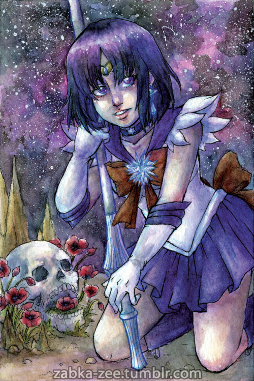 zabka-zee: Post-MechaCon 2317 Watercolor Commission, No.3 ~ Sailor Saturn (Sailor Moon) Officia