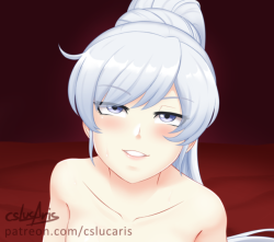 cslucaris-side-b: Snowflake Catching Redux colored~ I think I did this in Volume 4 when hair ponytail was straight behind her. I liked it so I kept it. More versions and fullres coming in the May Batch on my Patreon, among other things. Follow me on 
