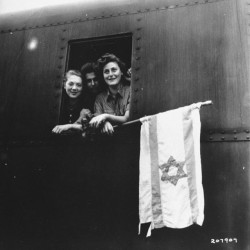 randalebambule:  “These Jewish children are on their way to Palestine after having been released from the Buchenwald Concentration Camp. The girl on the left is from Poland, the boy in the center from Latvia, and the girl on right from Hungary.” (June