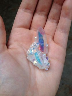 d-dracarys-s:  You freaking guys. I FINALLY own a piece of Angel Aura quartz, and it is even more beautiful in person than I ever could have imagined. Wow.  