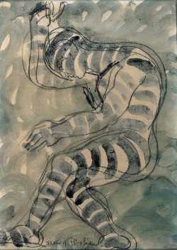 Francis Picabia (French, 1879-1953), Homme dansant. Gouache, grey wash and charcoal on paper, 31.7 x 23.5 cm.