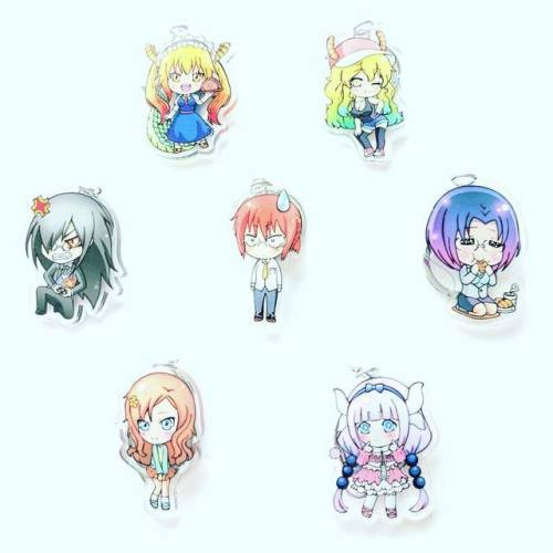 Miss Kobayashi’s Dragon Maid acrylic charms! Happy with how they turned out!