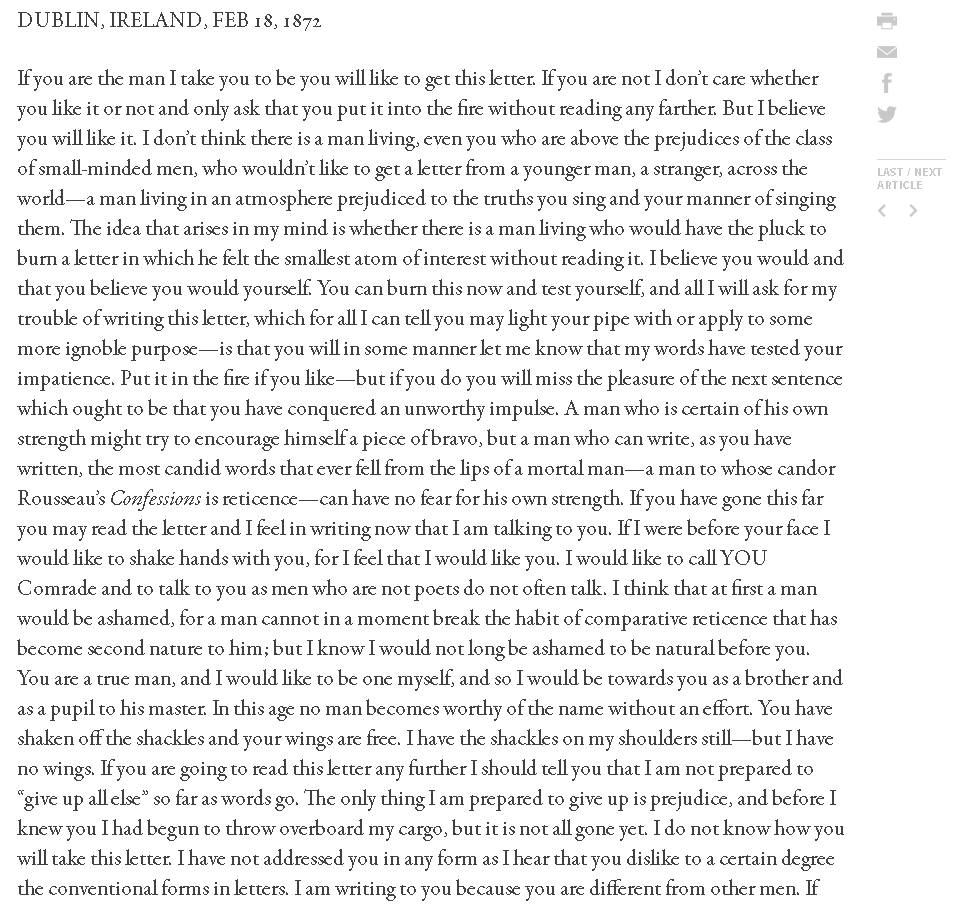 potbellies: limerentlink:   astrangertomykin:  conan-doyles-carnations:  Can’t believe Bram Stoker once sent a 2000-word fan letter to Walt Whitman which included his exact height, weight and how much he loved his poems and wanted to be friends with