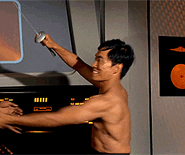 dorothydeath:Anonymous asked: The scene from ‘The Naked Time’ when Sulu is cr*zy and he’s like ‘I’ll