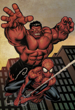 comicbookartwork:  Red Hulk and Spider-Man