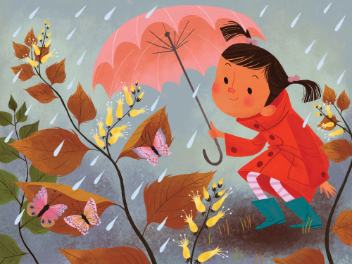 Illustrations from “Where Does Kitty Go in the Rain?”