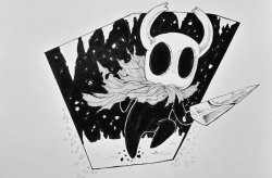 Hollow Knight inktober practice on brushes,